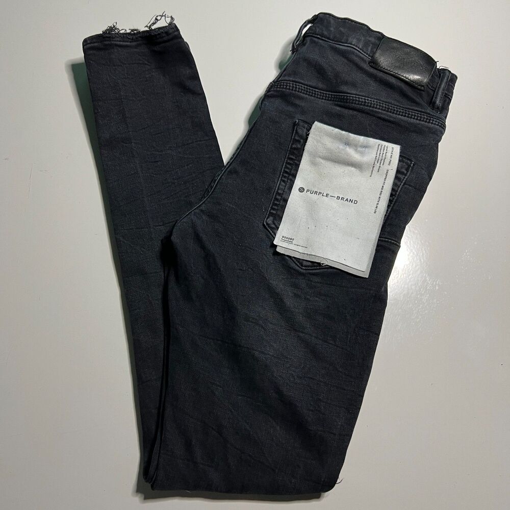 Purple Brand P002 Jeans Mens 30x32 Black Blowout Distressed Slim Dropped Fit